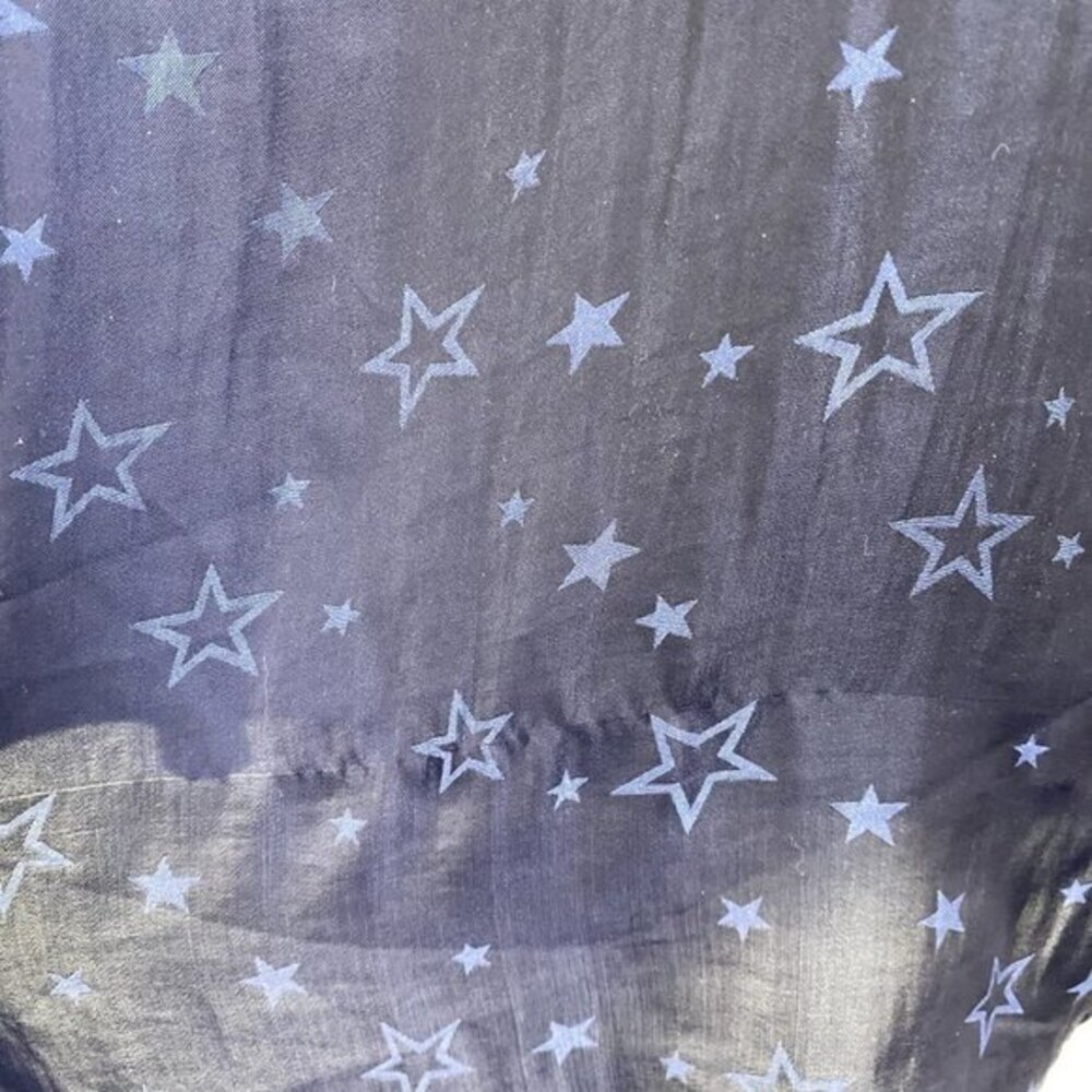 Torrid‎ Peasant Blouse Charmeuse Jacquard Star Navy Blue Tie Neck NWT 2X Flawed - Picture 6 of 11